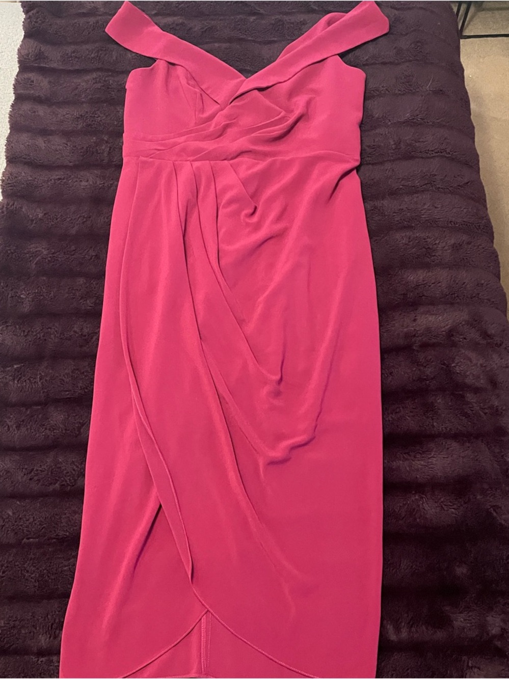 City Chic Burgundy Off- Shoulder Draped Cocktail Dress